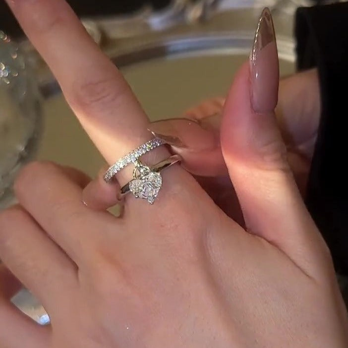 Silber Zirkonia Herz-Anhänger Ring