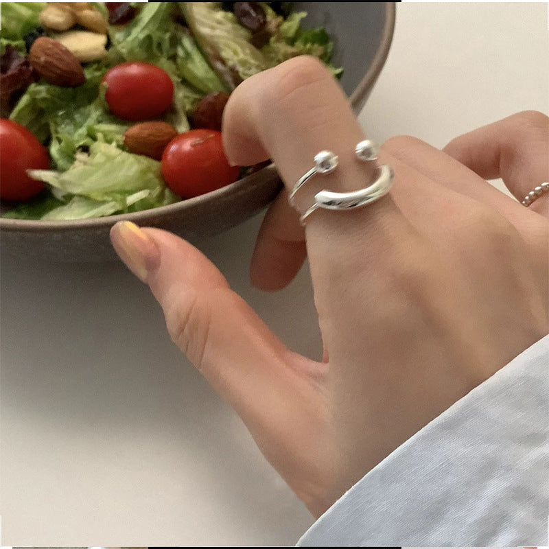 Silbernes Lächeln Verstellbarer Ring