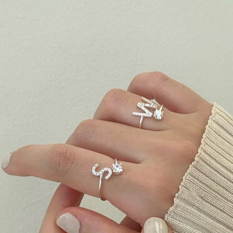 Zirkonia Buchstabenring aus Silber