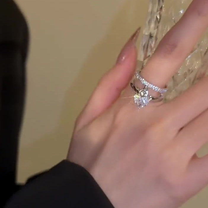 Silber Zirkonia Herz-Anhänger Ring