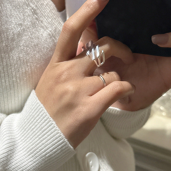Silber geschichtet Twill einstellbaren Ring