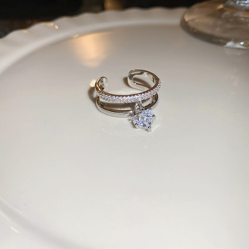 Silber Zirkonia Herz-Anhänger Ring