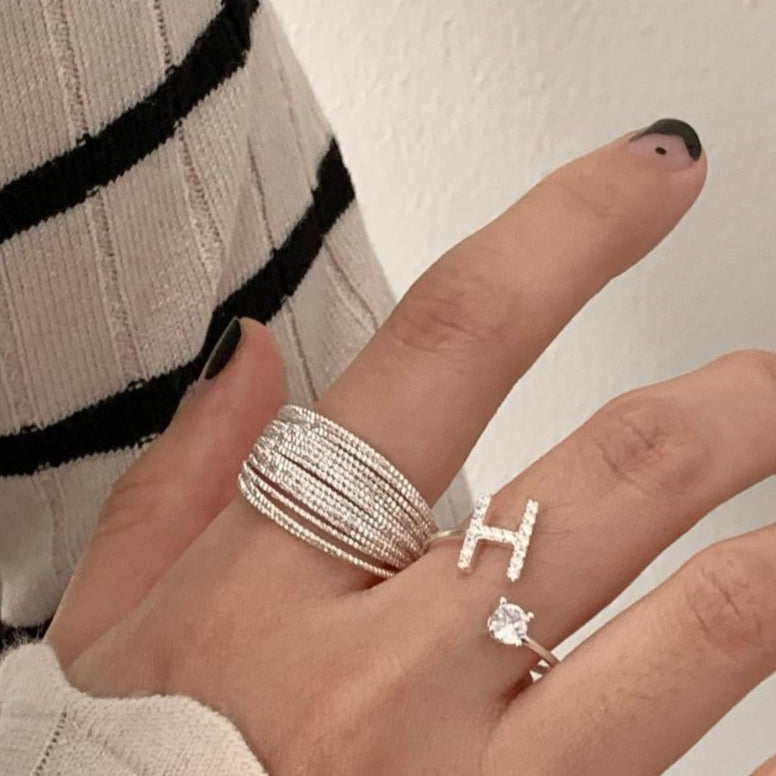 Zirkonia Buchstabenring aus Silber