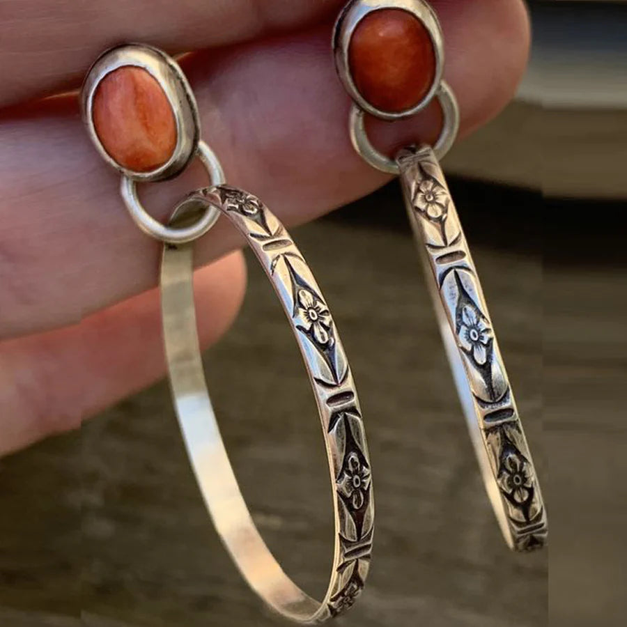 Boho-Vintage-Ohrringe mit Onyx