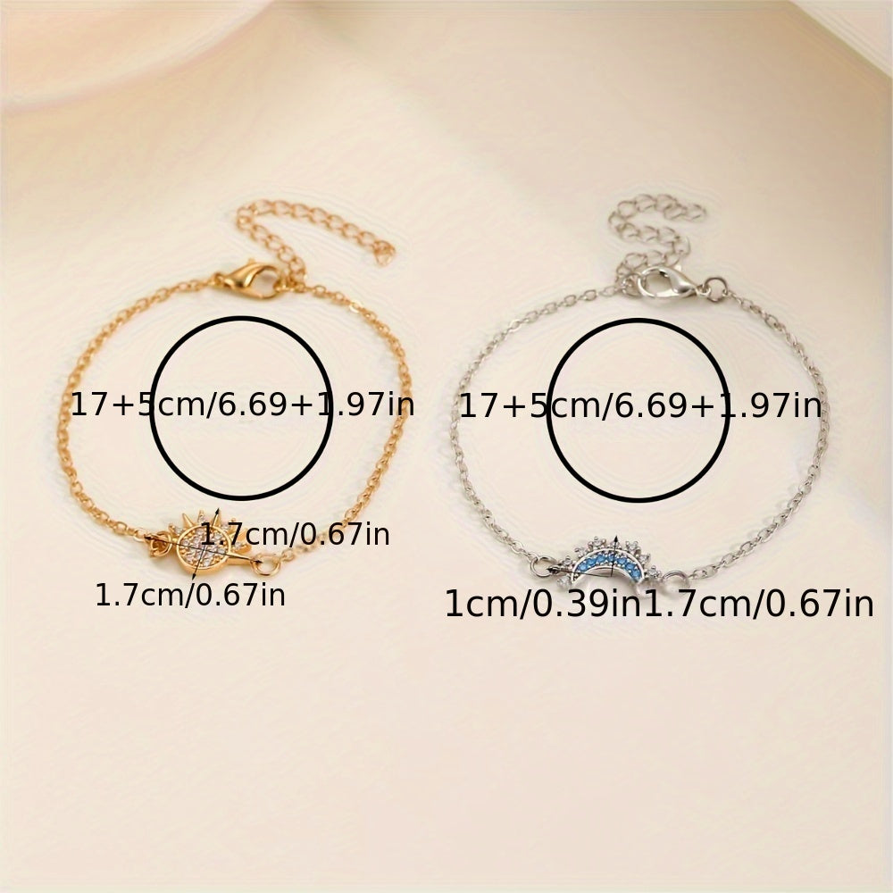 Kreatives Sonne & Mond Paar Armband Set