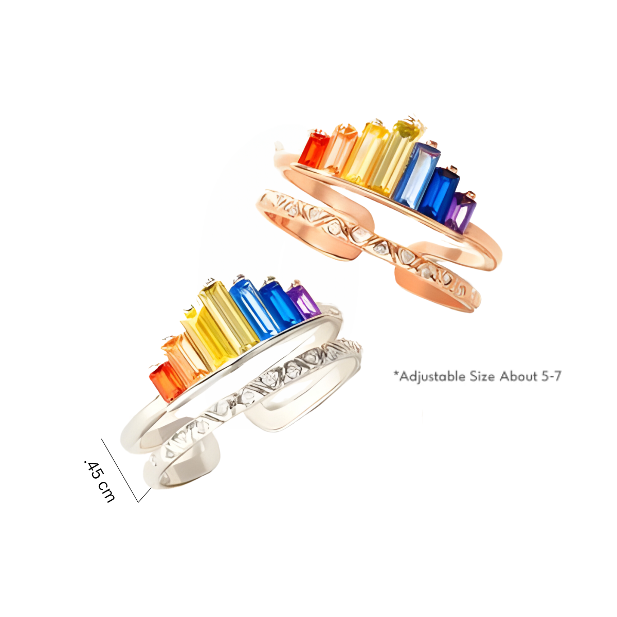 Regenbogen-Krone-Herz-Ring (offen) – Vintage-Design mit LGBT-Pride