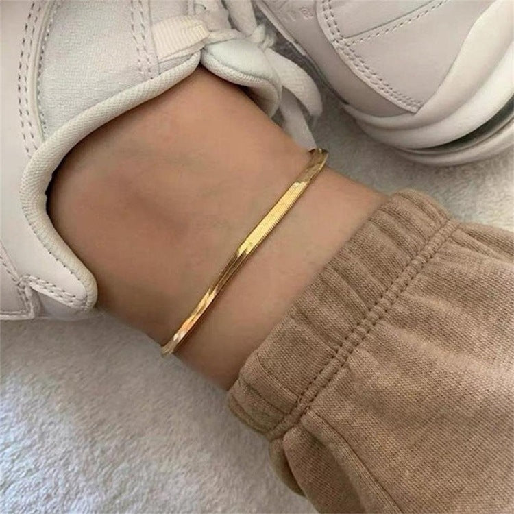 Gia Gold Herringbone Fußkettchen