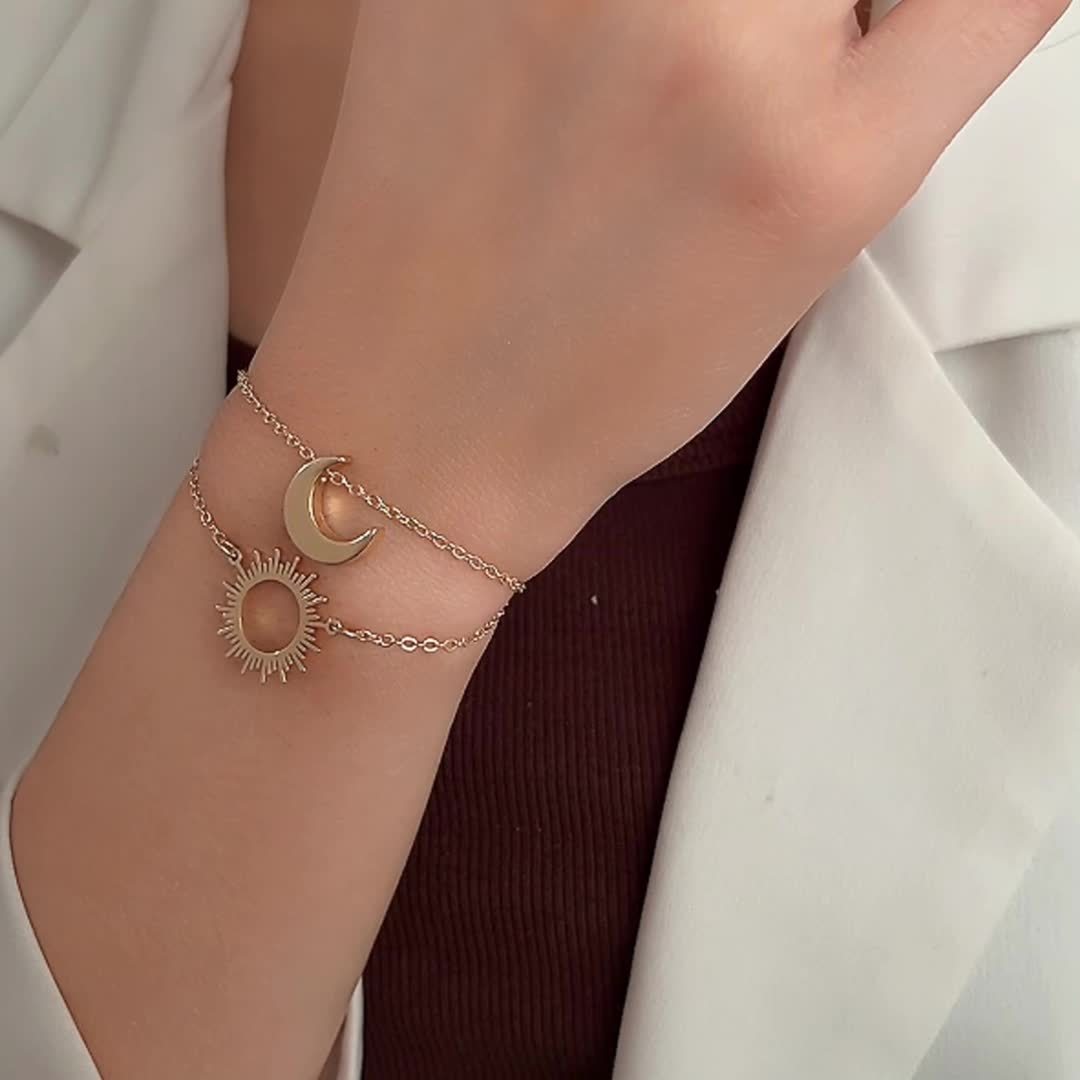 Elegantes 2-teiliges Sonne & Mond-Armband-Set