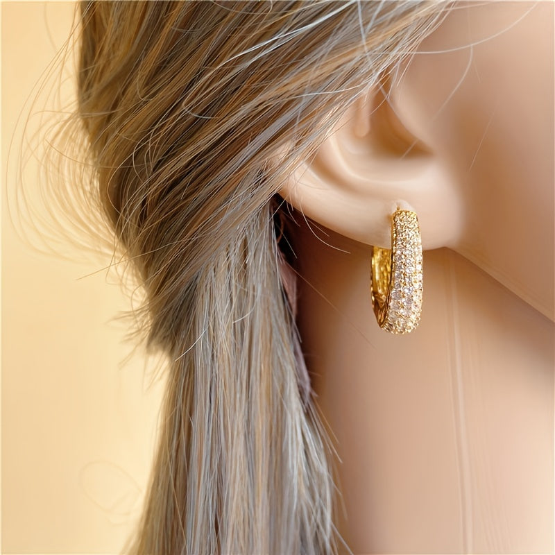 Elegante Zirkonia-Creolen mit Pave für Frauen
