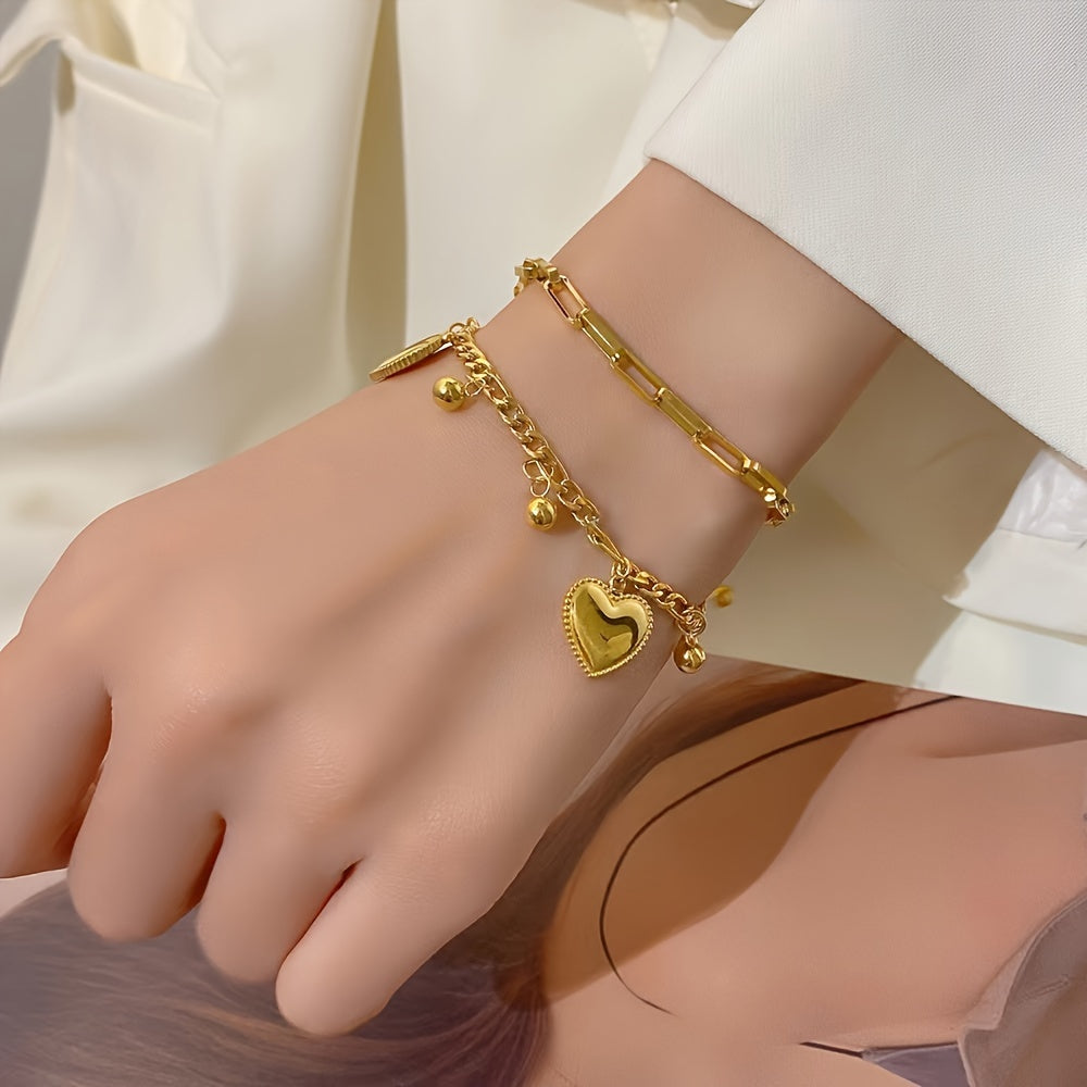 Goldener Double-Layer-Love-Anhänger-Armband