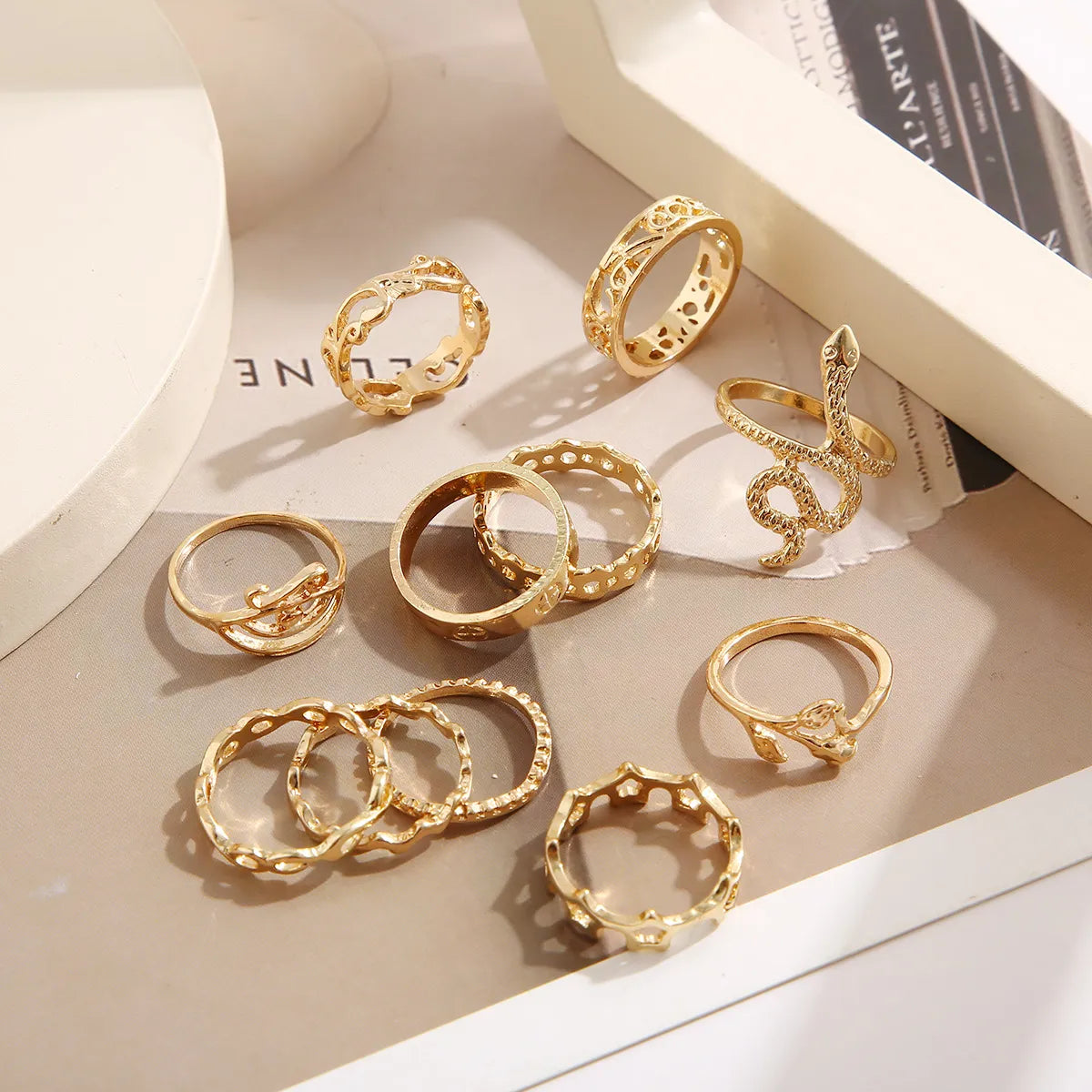 6-teiliges Vintage Iron Ring Set für Frauen - verdrehte & stapelbare schicke Ringe