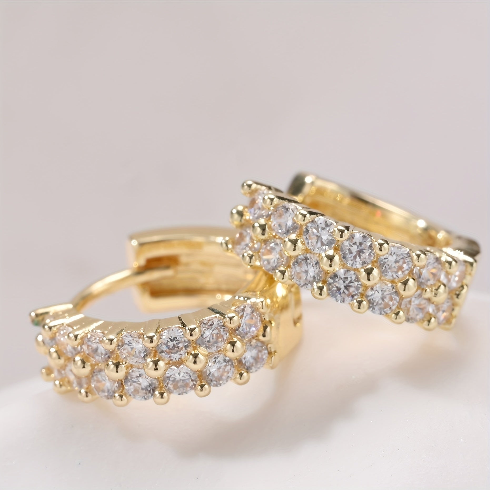 Goldene Duo Hoops Ohrringe Plated Sparkle Zirkonia Ohrringe
