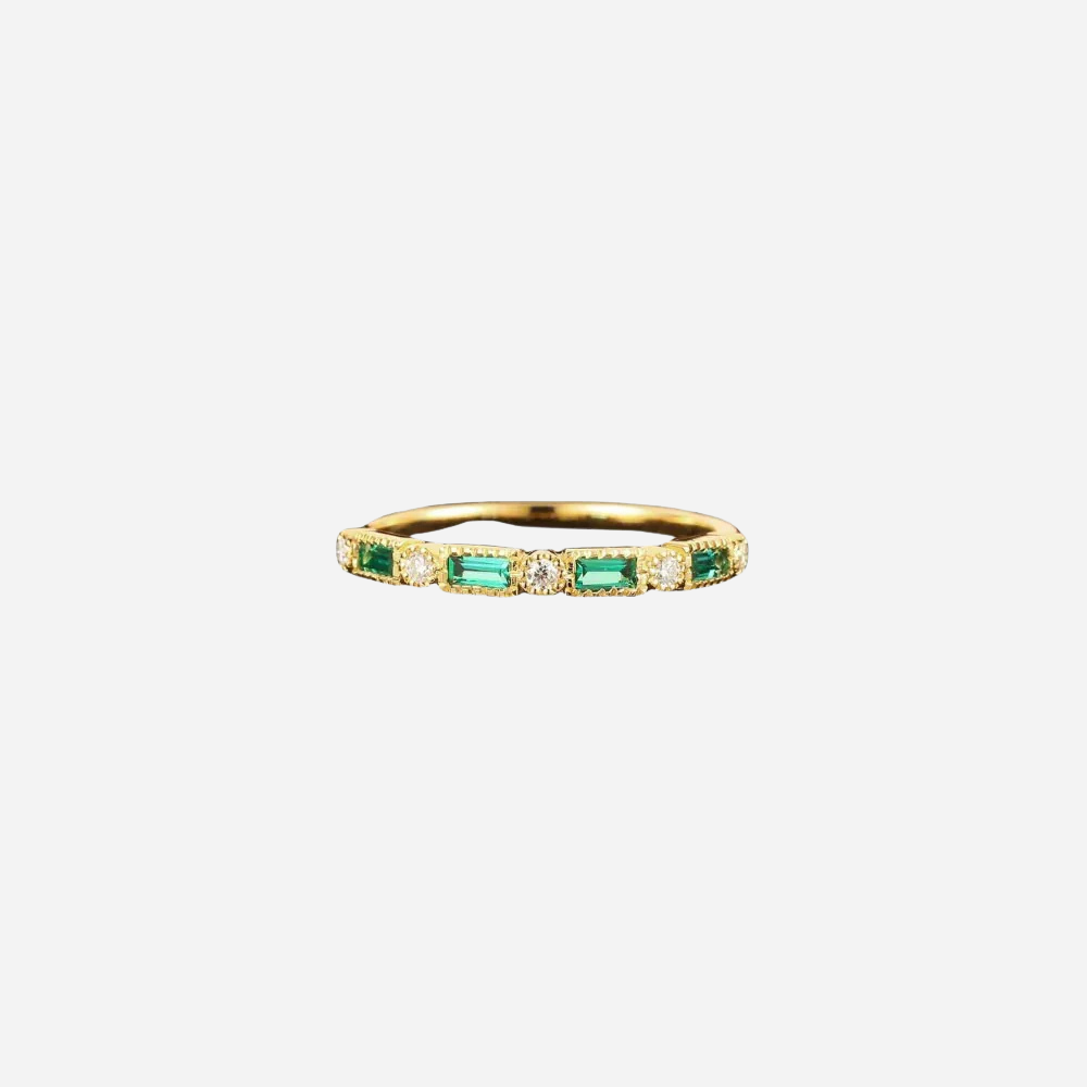 Alexia | Gold Ring mit grünem Zirkon Inlay