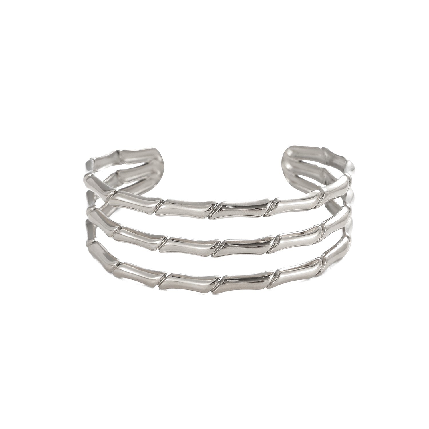 Cece C-förmiges Titan-Stahl-Armband - Silber