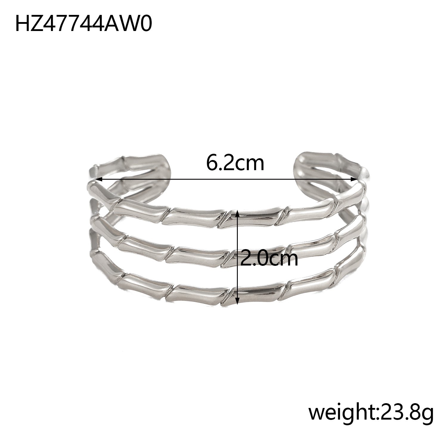Cece C-förmiges Titan-Stahl-Armband - Silber