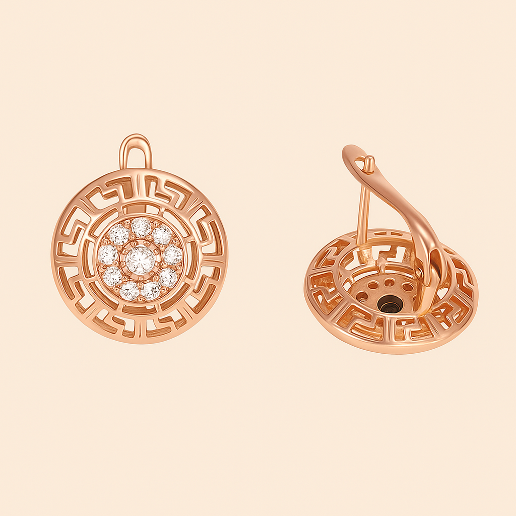 Vintage vergoldete Ohrringe mit funkelnden kubischen Zirkonias