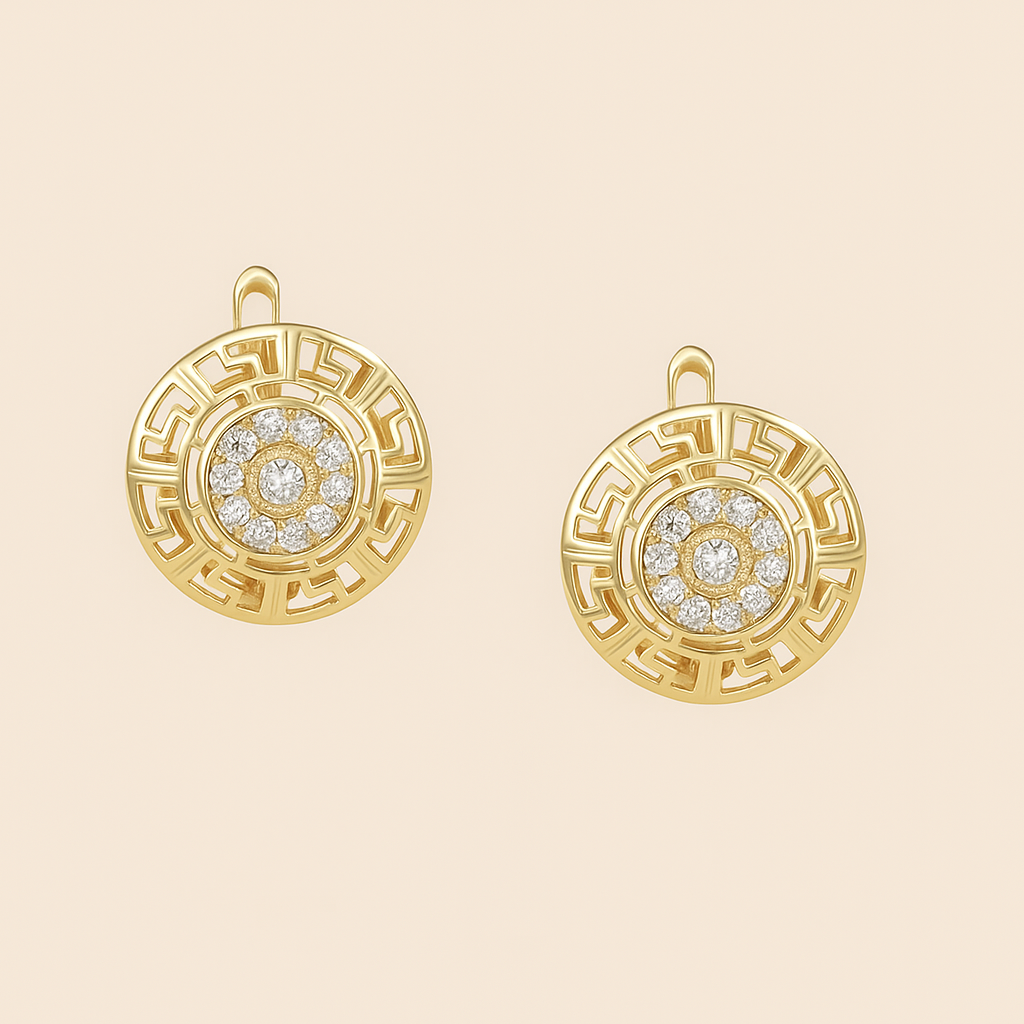 Vintage vergoldete Ohrringe mit funkelnden kubischen Zirkonias