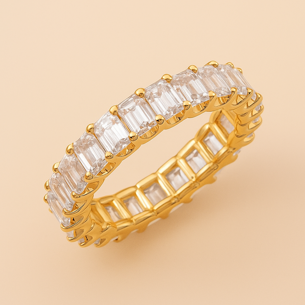 Eleganter Vollkreis Synthetischer Zirkonia Ring für Frauen