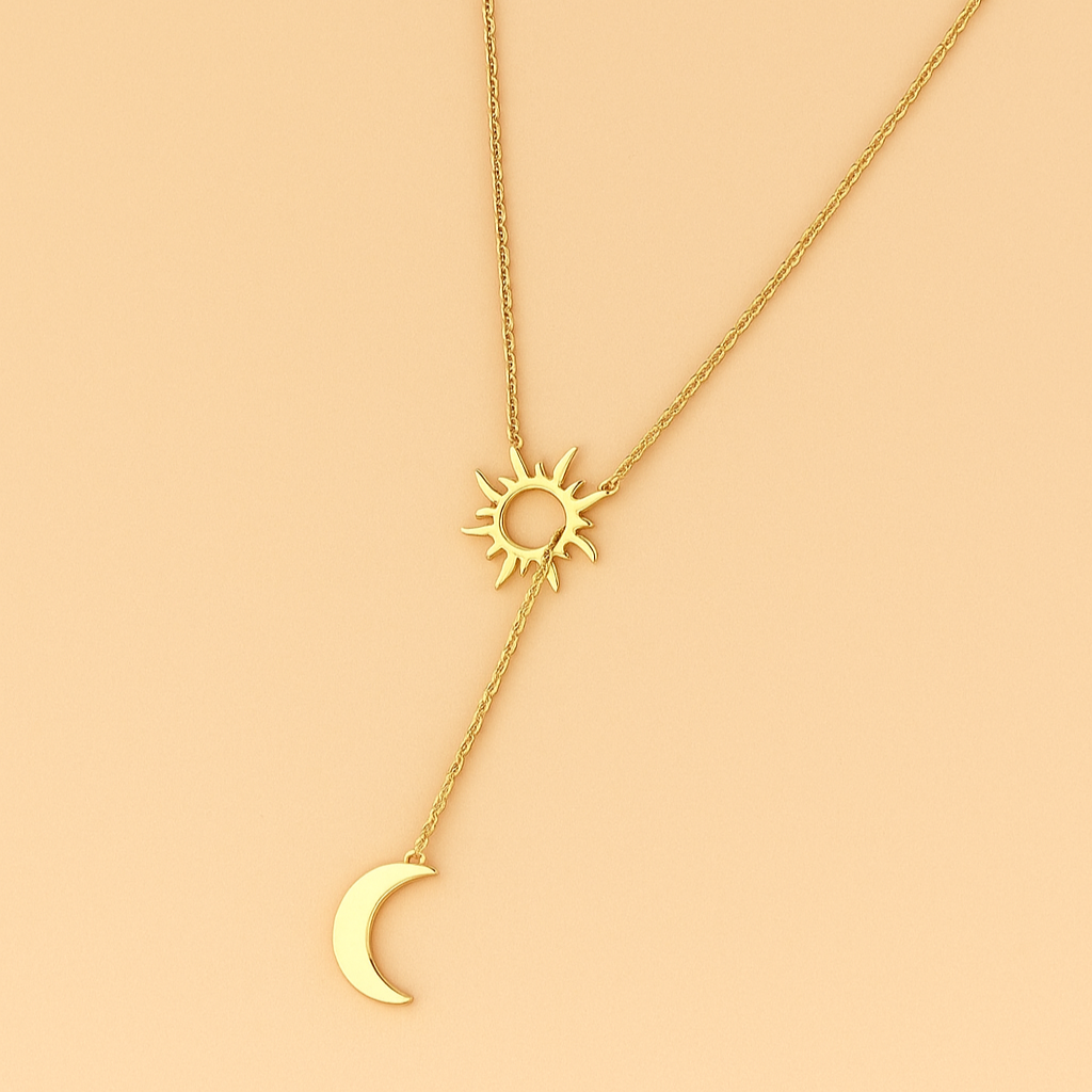 Minimalistische Halskette mit Sonne & Mond-Anhänger
