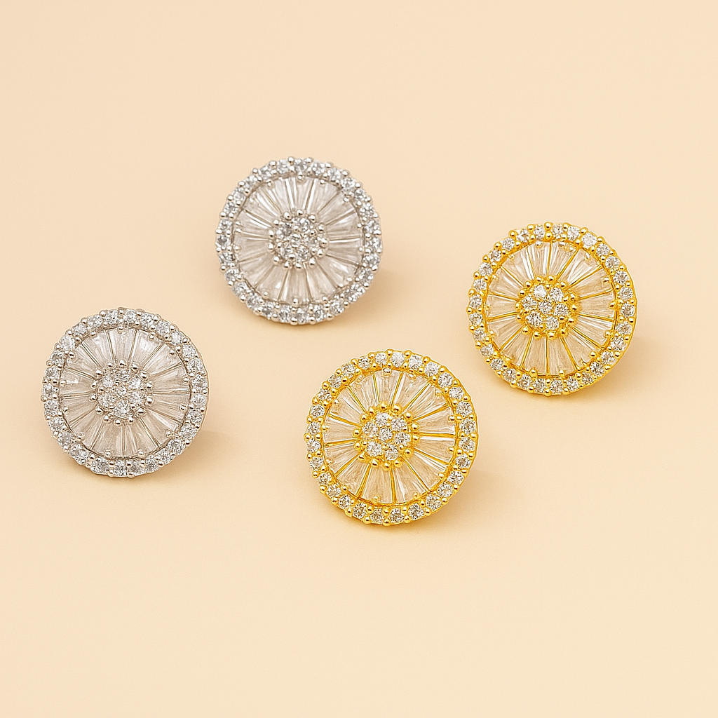 Vergoldete geometrische Ohrstecker mit synthetischen Zirkonia