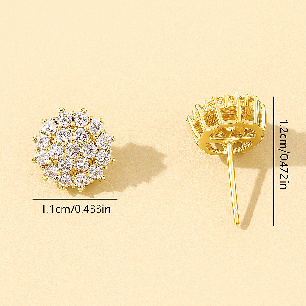 Luxuriöse blumenförmige Kupferohrringe mit funkelnden synthetischen Zirkonias