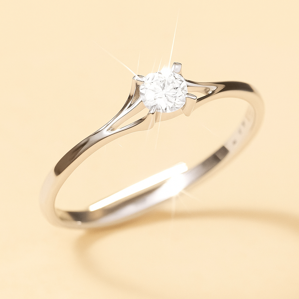 4-Stein Zirkonia Verlobung Elegantes dünnes Band für Frauen