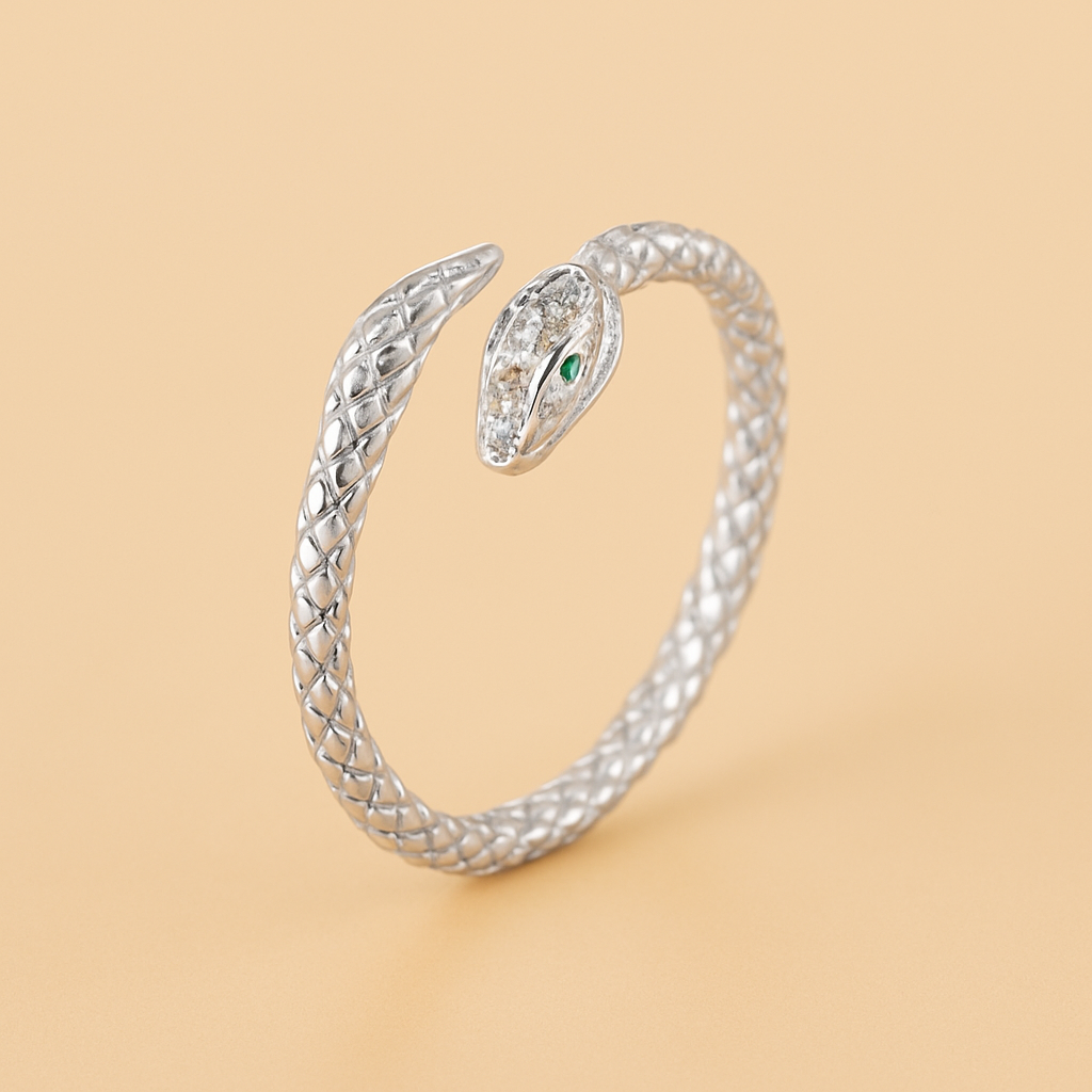 Offener Vintage-Ring in Schlangenform mit Zirkonia-Imitat