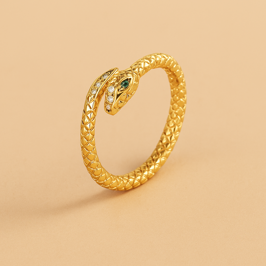 Offener Vintage-Ring in Schlangenform mit Zirkonia-Imitat