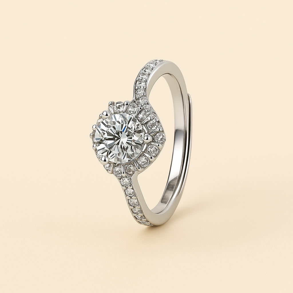 Eleganter herzförmiger Ring mit synthetischem Edelstein