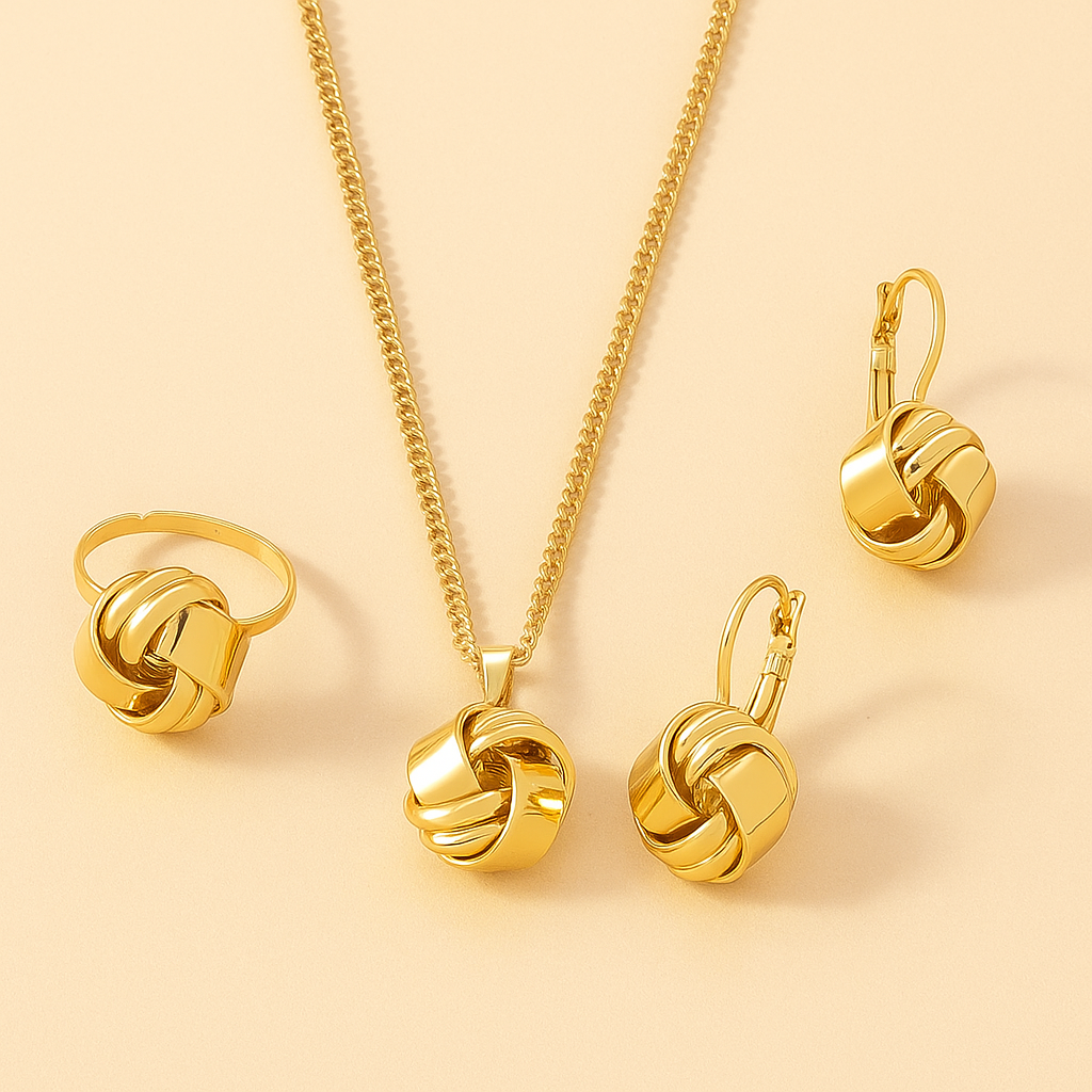 3-teiliges Retro-Rosen-Schmuckset
