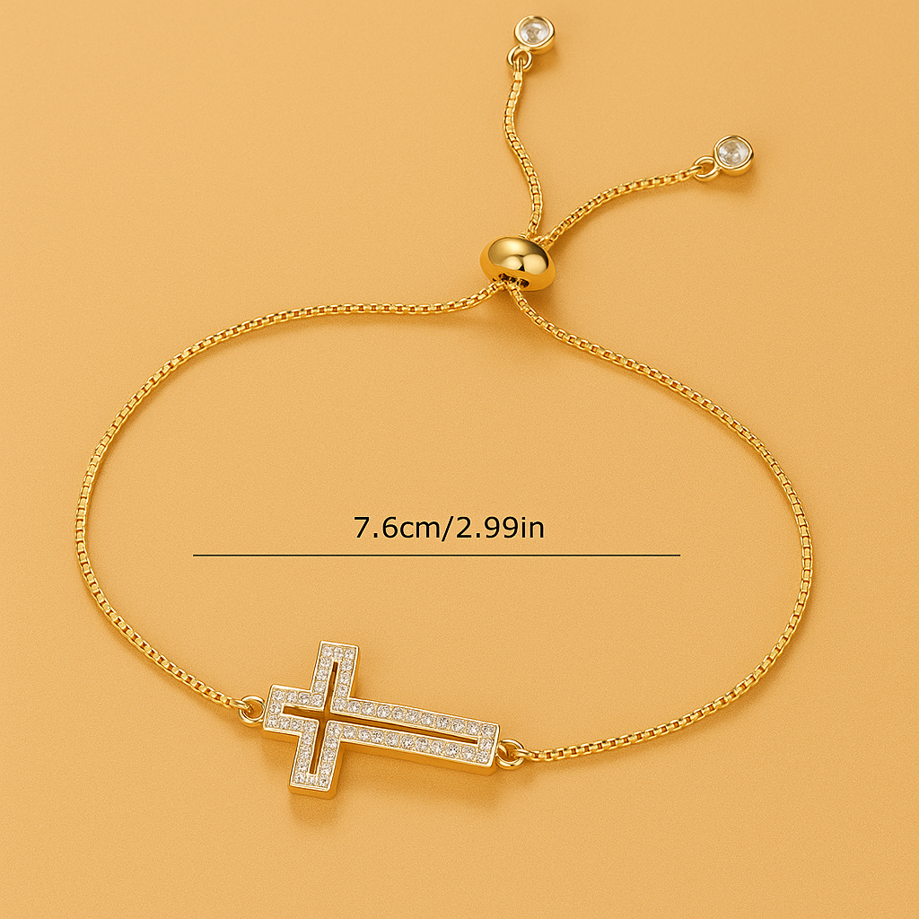 Verziertes Strass-Kreuz-Armband - für Frauen