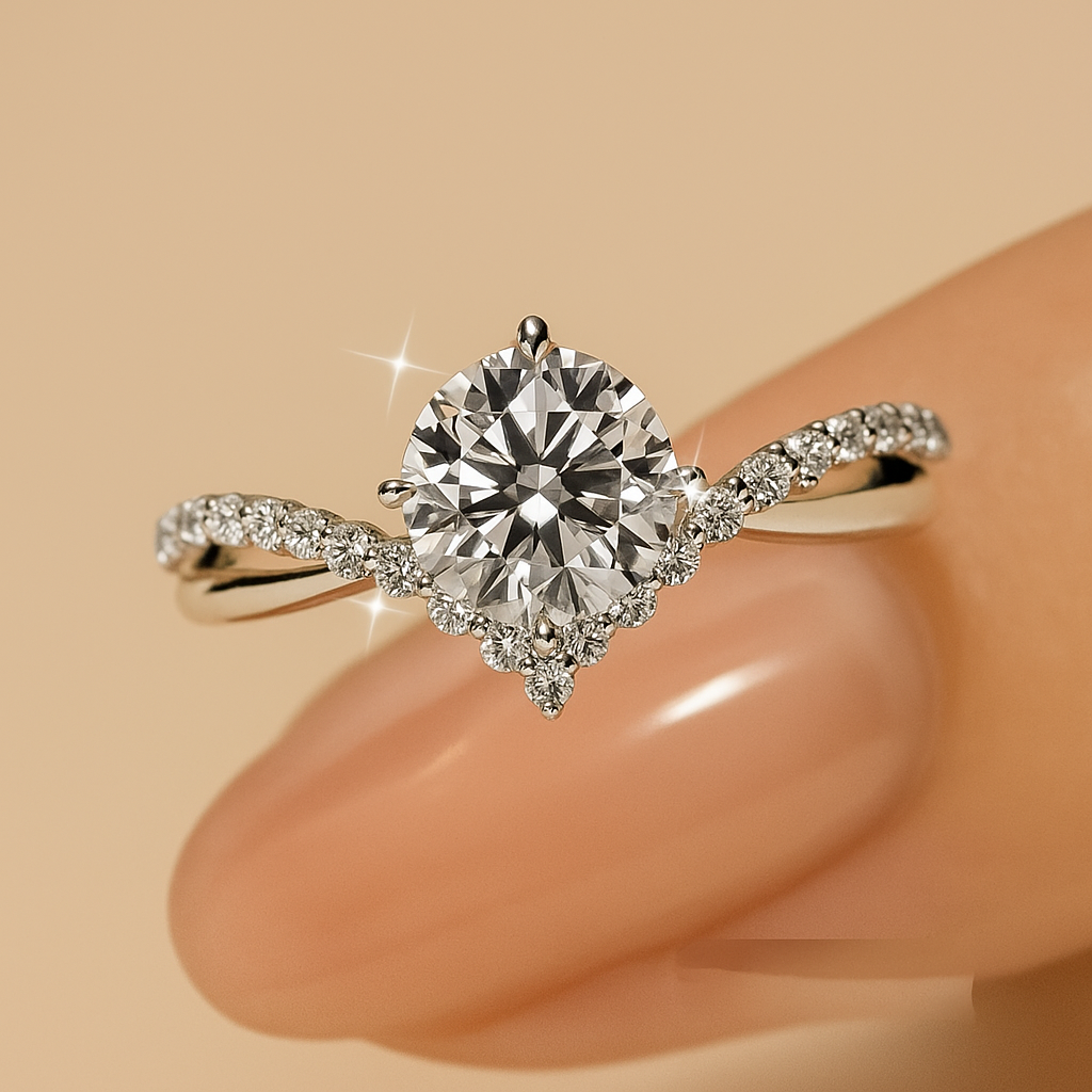 Klassischer 1ct Verlobungsring im Prinzessinnenschliff - Zirkoniumdioxid