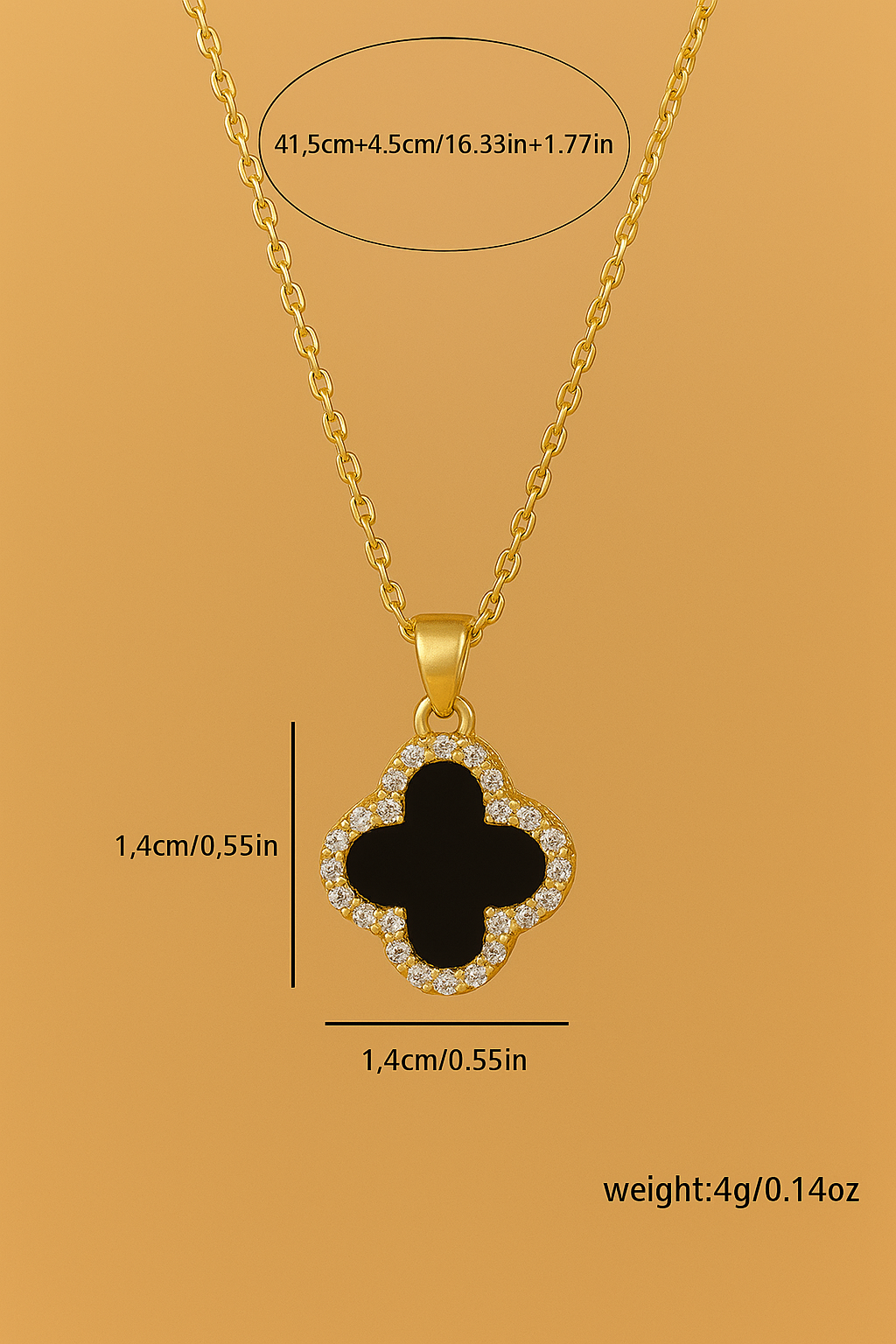Goldfarbene Kleeblatt-Anhänger-Halskette für Frauen