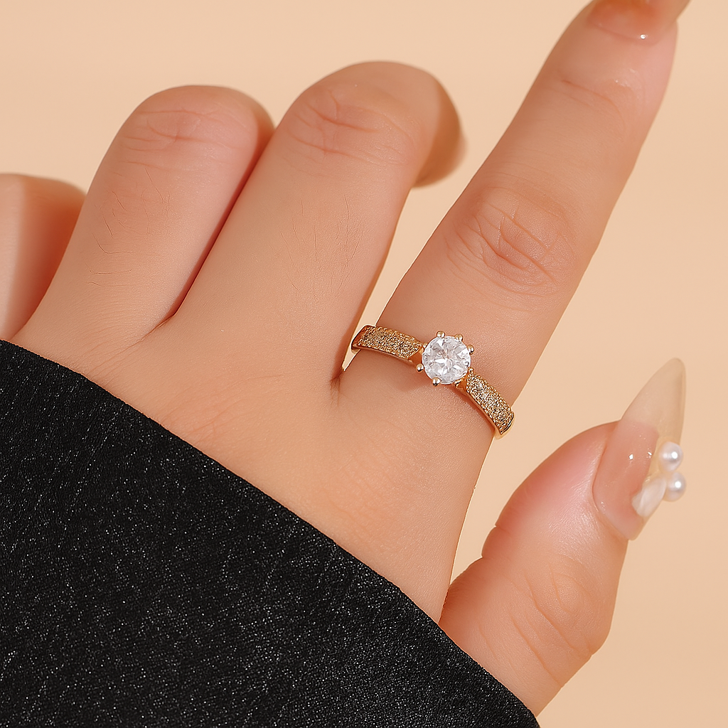 Eleganter Kupferring - Retro-Design mit funkelnden Zirkonia