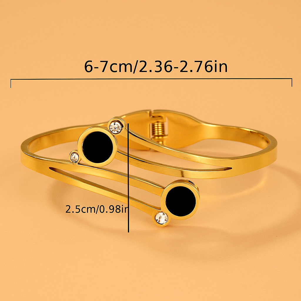 Minimalistisches Goldarmband - schlichte schwarze Akzente