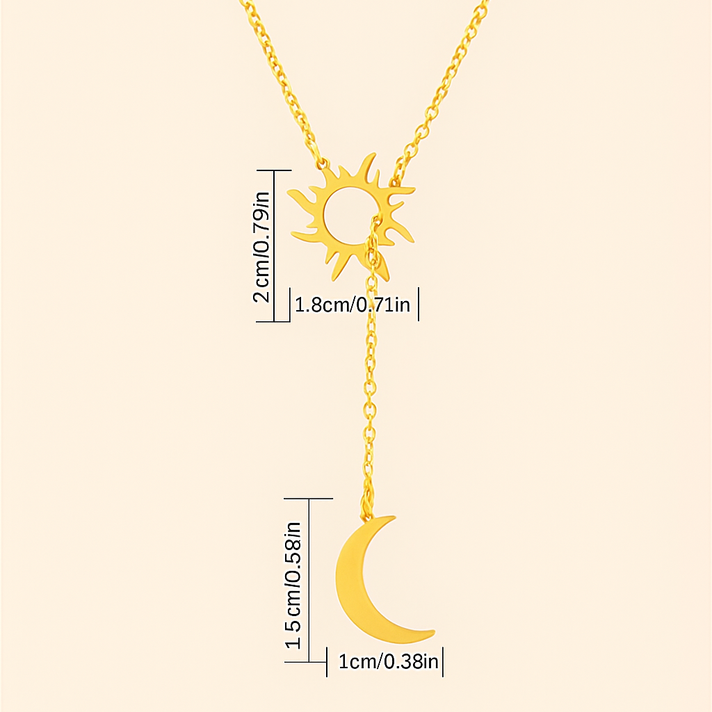 Minimalistische Halskette mit Sonne & Mond-Anhänger