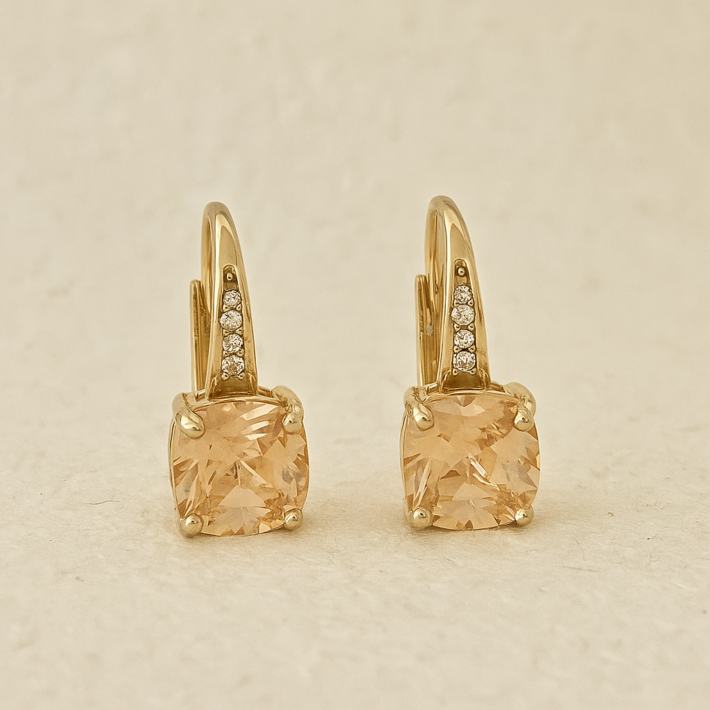 Elegante Tropfen- und Ohrringe - Kupfer mit synthetischen Zirkonia