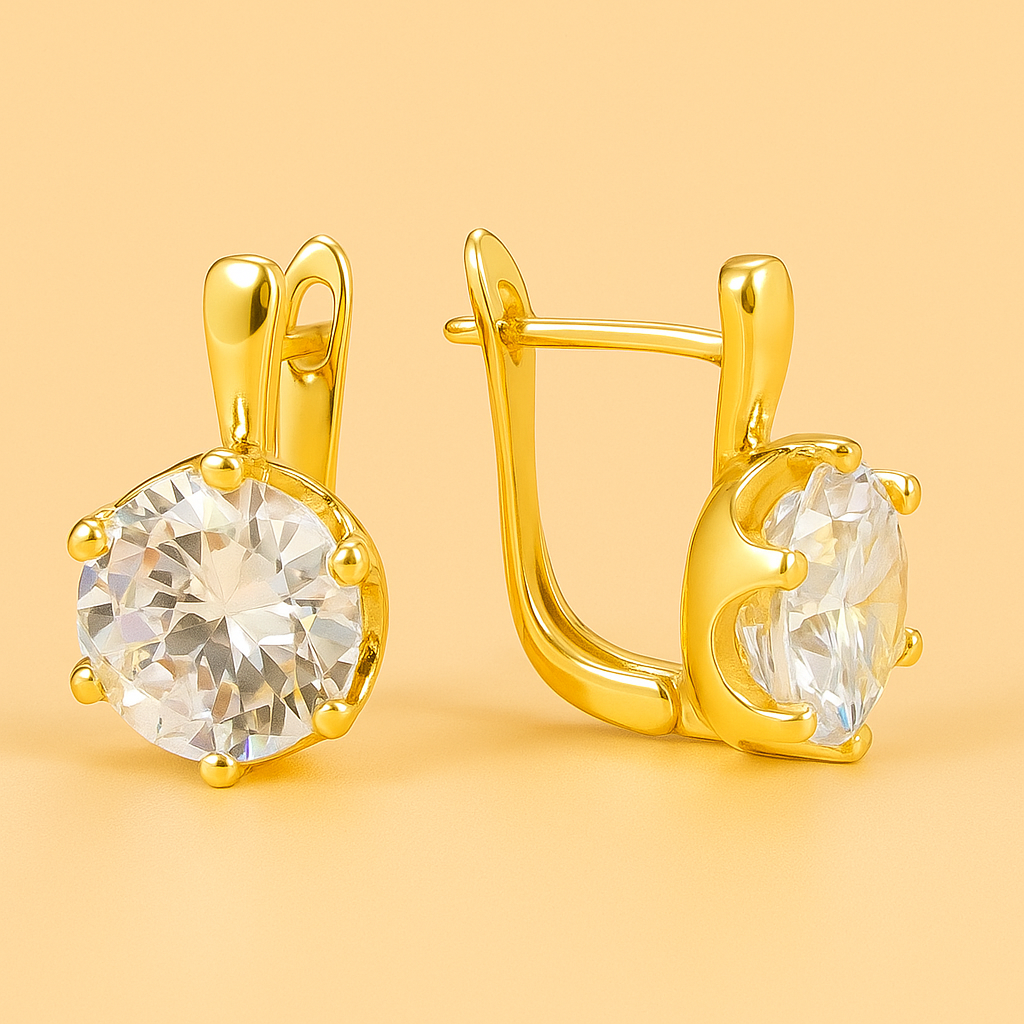 Luxuriöse Goldtropfen-Ohrringe mit großem Zirkonia