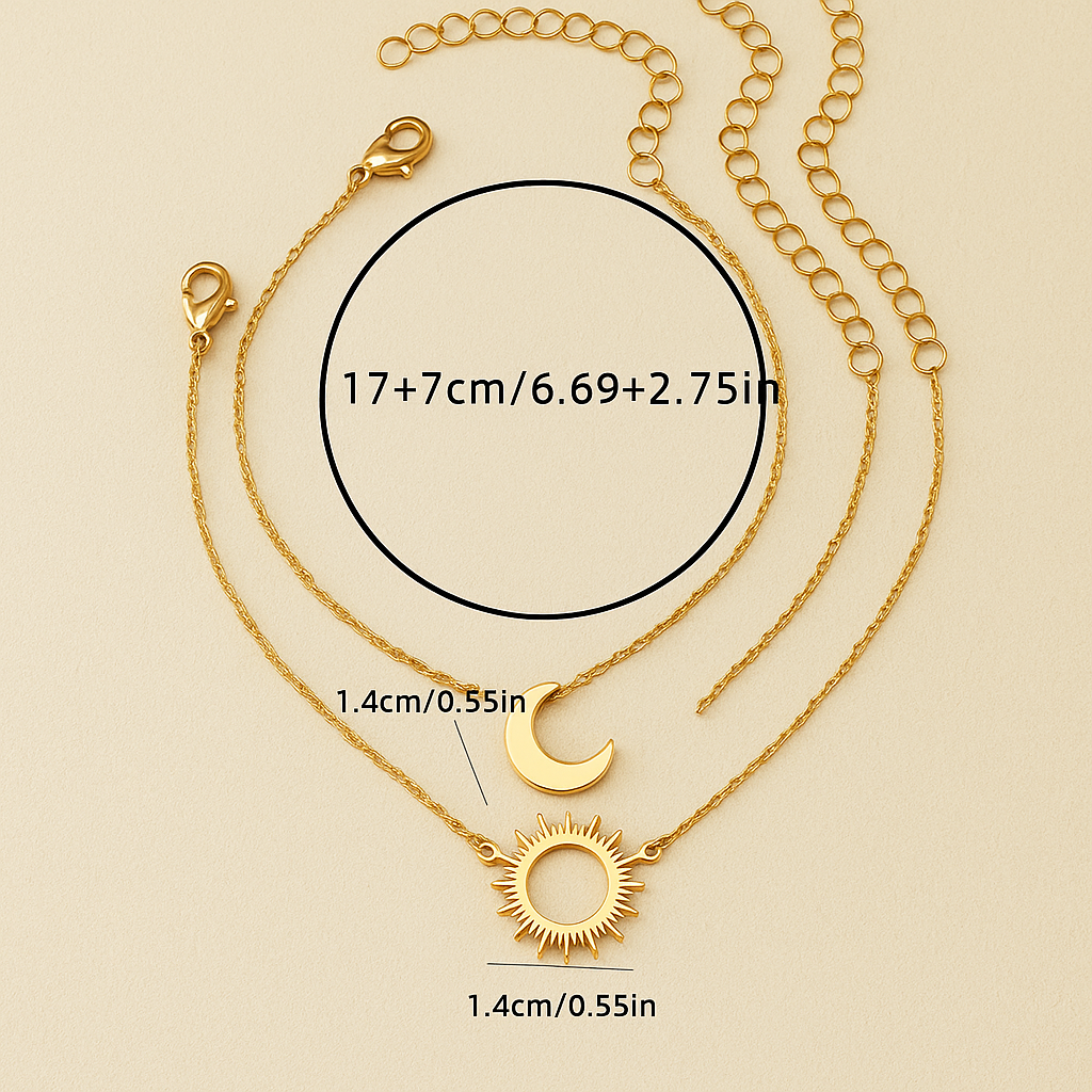 Elegantes 2-teiliges Sonne & Mond-Armband-Set