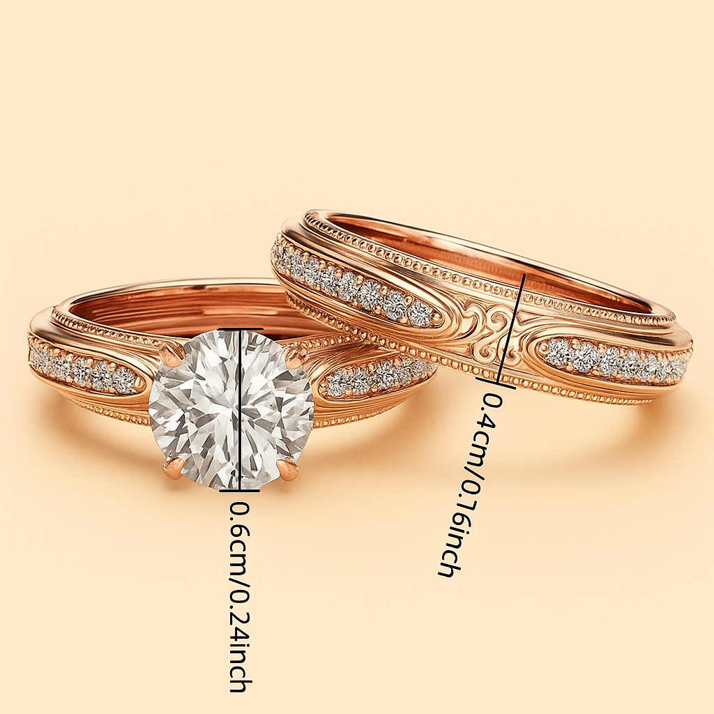 Eleganter Verlobungsring aus Roségold mit synthetischen Diamanten