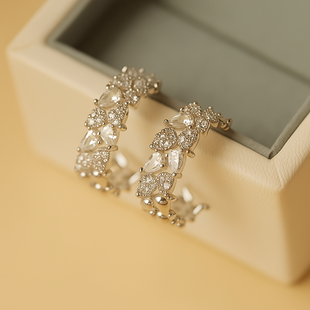 Luxuriöse elegante funkelnde Zirkonia runde Ohrringe für Frauen