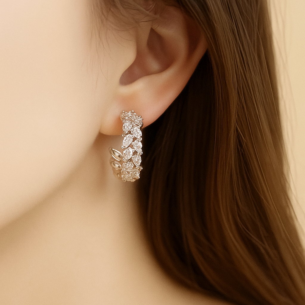 Luxuriöse elegante funkelnde Zirkonia runde Ohrringe für Frauen