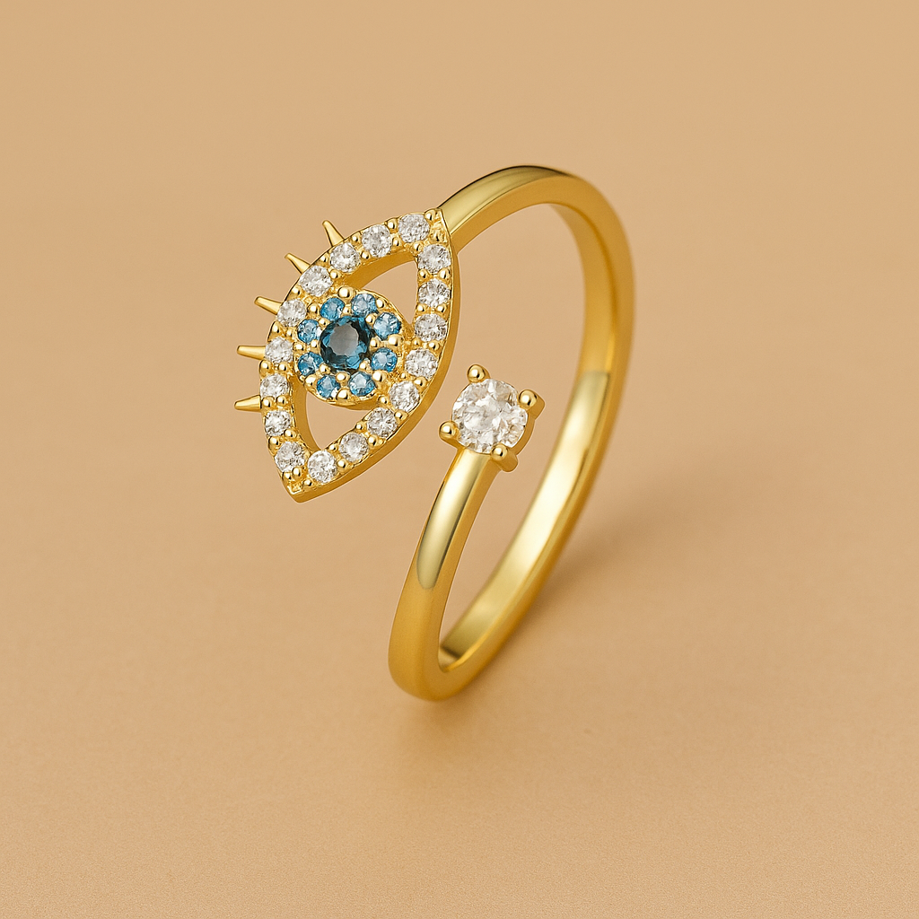 Himmelsauge Blauer Edelstein-Akzent-Ring für Glück & Stil