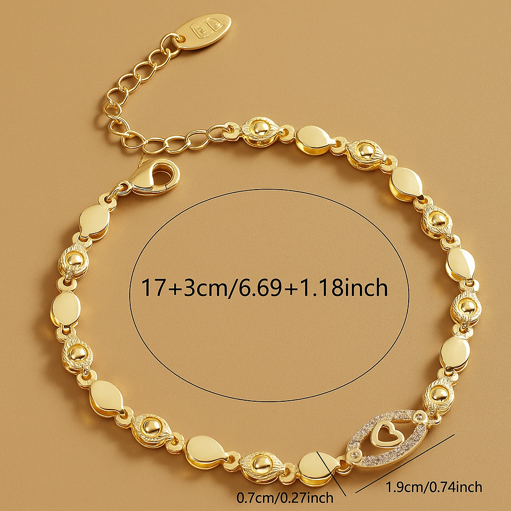 Funkelndes Offenes Goldenes Herz- und Blattarmband