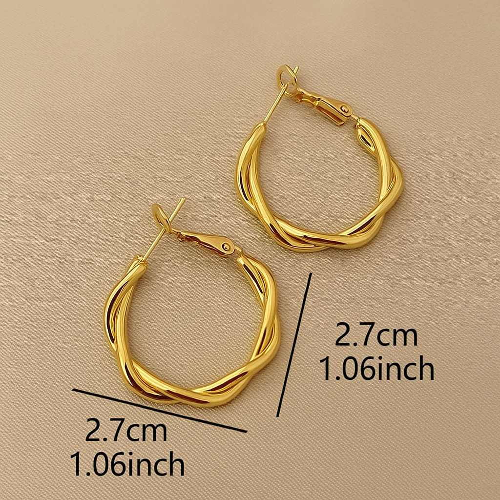 Goldene gedrehte Ohrringe - Minimalistische Ohrringe