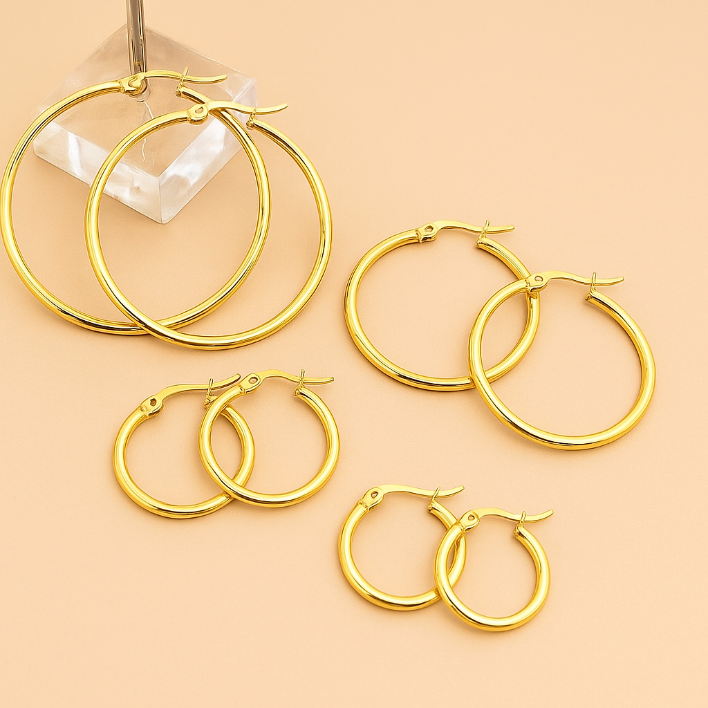 Goldenes Ohrring-Set - 4 Paar für Frauen