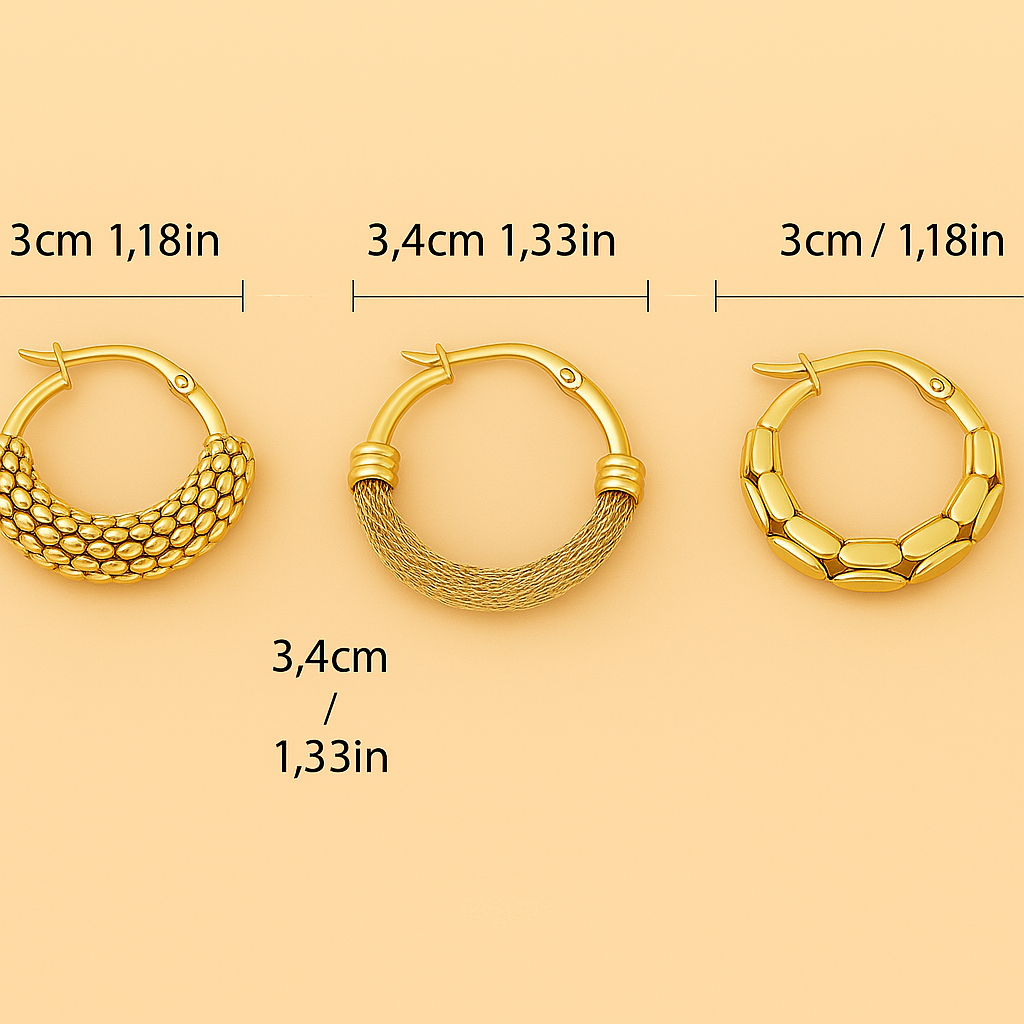 3er-Set: Mesh-Reisähren-Ohrringe für Damen