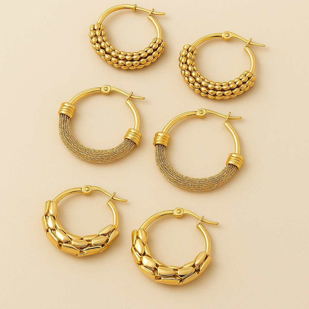 3er-Set: Mesh-Reisähren-Ohrringe für Damen