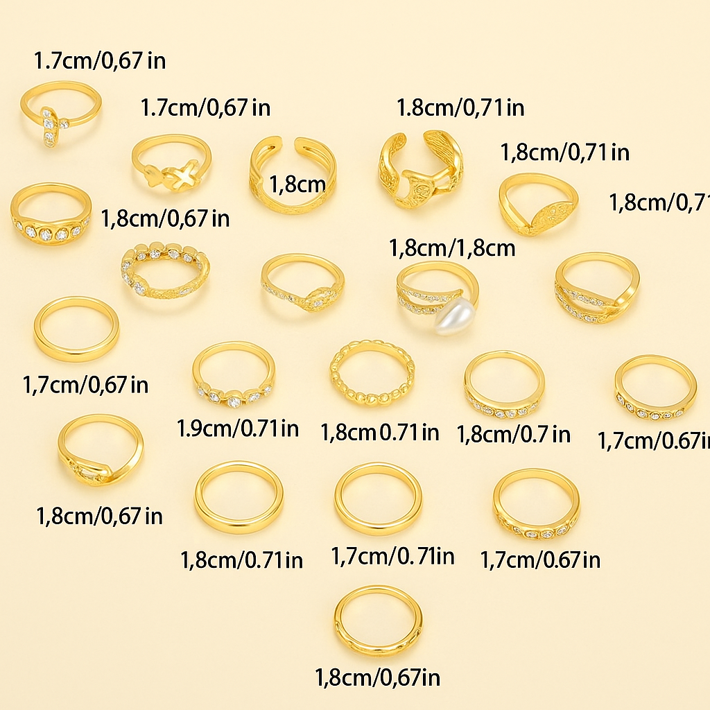 22-teiliges Vintage-Stapelringset – Elegante & Boho-inspirierte Designs