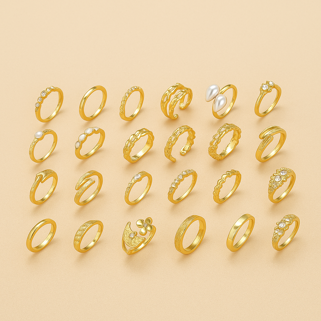22-teiliges Vintage-Stapelringset – Elegante & Boho-inspirierte Designs